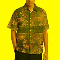 Camisas casuales para hombres Barroque Barroque Oro Vintage Damasco Camisa Hawaiiana Camisas de mangas cortas Bloses de calles Hombres más Sizemen's