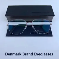 Солнцезащитные очки рамы моды Дания бренд Pure Titanium Stackes Рамки мужчин без закрученных сверхвысочных круглой очки миопии Оптические очки высокие