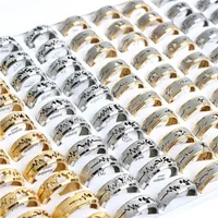 Cluster Rings Wholesale 20 30 36 50 100 Fashion ECG Electrocardiogram Love Stainless Steel Spinner For Women Men Mix Color Party Jewelry
