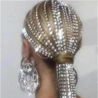 Long Tassel Rhinestone Head Chain Headwear for Women Crystal Wedding Hair Accessories Bridal headband Jewelry3094