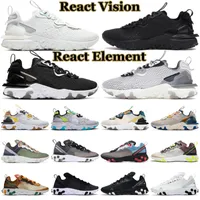 Newest React Vision Element 87 55 Running Shoes Men Women Triple Black White Light Smoke Grey Orange Peel Medium Olive Mens Trainers Outdoor
