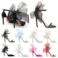 2022 Luxurys Designers Pumps sandals high heels 8 10 12 cm Latte Asymmetric Grosgrain Mesh Fascinator Bows Black Latte Fuchsia size 5-10