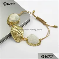 Charm Bracelets Jewelry Wt-B440 Special Design White Scallop Shell With One Fl Metallic Handmade Bracelet Women Sea Side Gold Jewelry1 Drop