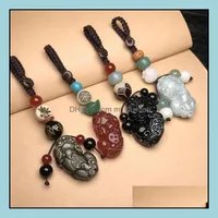 Key Rings Jewelry Mythical Wild Animal Chain Pendant Retro Red Agate Obsidian Lucky Keychain Random Mix Color Drop Delivery 2021 Dhinz