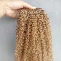 Brasilianische Jungfrau Remy Kinky Curly Hair Schuss menschliche Erweiterungen Blonde 270# Farbe 100g Ein Bündel Weaves198x