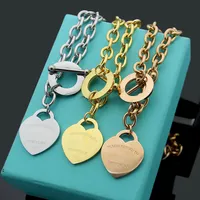 3 Colors Top Quality Stainless Steel Heart Love Pendant Necklaces Classic Style Women Designer Jewelry Wholesale