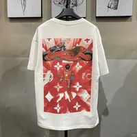 Versión alta Camisa de algodón Tide Marca V Camiseta de manga corta Camiseta de manga corta Camisa impresa de estilo Hip-Hop Summer y mujer