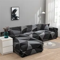 L shaped chaise longue Sofa Need Order 2Pieces Cover Plaid Elastic for Living Room Couch Chair 220615