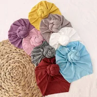 Beanie Cap Round Knot Bows Turban Head Wraps Babes Donuts Hat Girls Infant