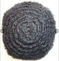 Full Hand bunden spetsenhet 8mm våg indiska jungfruliga mänskliga hårsystem manliga peruker för svarta män snabb uttryck leverans