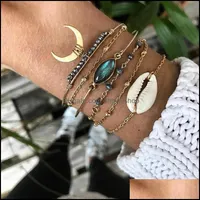 Charm armband smycken gåvor guld moonshell armbandsbangles för kvinnor vänskap kristall armele dhkl2
