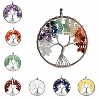 Tree of Life Necklace 7 Chakra Stone Beads Natural Amethyst Sterling-Silver-Jewelry Chain Choker Pendantネックレス