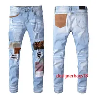 Mode mens sanna jeans för män hip hop cool stil lyxig designer denim byxa orolig rippad mager cyklist svart blå jean smal fit motorcykelstorlek 28-40