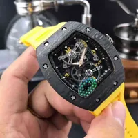 Luxury Wristwatch Richa Milles Wine Barrel Watch r Rm17-01 Series Automatic Mechanical Carbon Fiber Case Tape Men's Watch Watches