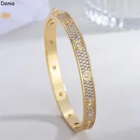 Donia Jewelry Bangle de lujo exagerado diez diamantes Gypsophila Titanium Acero Micro incrustan diseñadores de moda europeos y americanos con caja