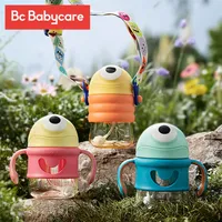 BC BabyCare 220/300 мл детская чашка кормления с соломой/утечкой утечка мультфильма на открытом воздухе/ручка склоняющихся бутылок с водой 220512