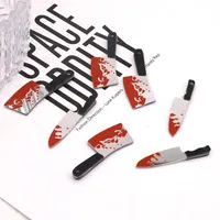 Charms Wholesale 100pcs/pack Acrylic Halloween Killer Dagger Kitchen Knife Earring Pendant Harajuku Punk Jewelry Make AccessoryCharms