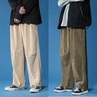 Men Jeans 2022 Spring Casual Pants Men Japanese Retro Corduroy Trousers Fashion Elastic Waist Loose Straight Mens Sweatpant 22 1221