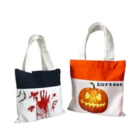 Blank sublimation tote bag handbag thick polyester canvas Halloween candy Trick or Treat Bag Party Supplies for Kids Dye Sublimated Heat Press
