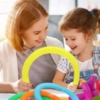 Pop Tubes Fidget sensorial Toy Games Outdoor Games Autísticos para crianças Crianças Estresse Alívio Diy Splicing Toys Decompress
