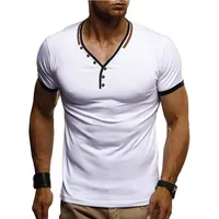 Moda Estate Uomini V-Neck T-shirt Casual Plain Solid manica corta T-shirt Slim Fit Sports Top Tee Shirts Plus Size Hip Hop maschio