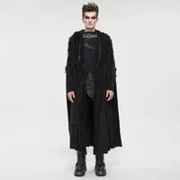 Herengeulcoats goth zwarte cape man herfst/winter lange fleece zware cooded fur collarmen's