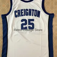 SJZL98 25 Kyle Korver Creighton BlueJays Koleji Yüksek Kaliteli Basketbol Jersey Beyaz Retro Klasik Erkek Dikişli Özel Numarası ve Ad Oyunları