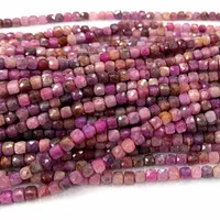 Veemake Natural Stone Prawdziwy wysokiej jakości czerwony rubinowy kostka fasetowane małe koraliki biżuterii 07581