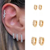 Hoop & Huggie 16mm 14mm 13mm Circle Zircon Earring For Women Bohemian Gold Silver Color Small Round Earrings Fashion Jewelry GirlHoop