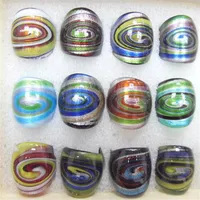 12pcs/lote Mezcla Colors Estilos de lámpara Anillos de banda de vidrio para regalo de joyería de artesanía de bricolaje RI22673