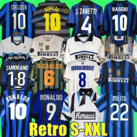 Retro Soccer Jersey Finals 2009 Milito Sneijder Zanetti Milan Eto'o piłka nożna 97 98 99 95 96 03 Djorkaeff Baggio Adriano 10 11 07 08 09 Batistuta Zamorano Ronaldo Inters
