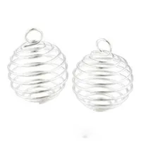 100pcs lot Silver Plated Spiral Bead Cages charms Pendants Findings 9x13mm Jewelrymaking DIY324b