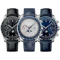 Men Mens Ed White Luxe Watch Moonphase Automatische horloges Movement Mechanische Oroiogio Bond 007 Speace Montre de Luxe Leather Polshorgees