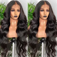 HD transparente onda corporal Lace Front Wigs Baby Hair PRETUDED PARA MULHERES NEGROS CABE