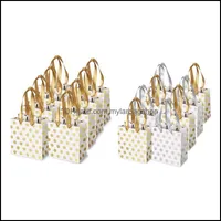 Gift Wrap Event Party Supplies Festive Home Garden Small Bags With Ribbon Handles Gold Mini Bag For Bir Dhfn5