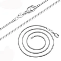 Omhxzj toptan kişilik zincirleri moda unisex parti hediyesi gümüş beyaz 1mm yılan zinciri 925 Sterling Gümüş Zincir Kolye NC166