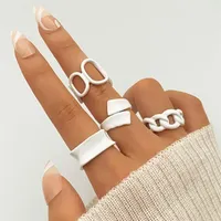 Cluster Rings Creative Geometry Heart Smile Set For Women Love Emamel Ring Finger Joint Girls Jewel Gifts Ins Stylecluster Wynn22