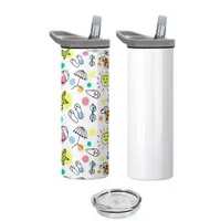 Sublimation 20oz 30oz Tumblers Straight Cups Double Wall Stainless Steel Vacuum Insulated Travel Sippy Tumbler With Handles Two Lids for Portable Cover F0527