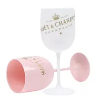 480ml Plastik Goblet Partisi Beyaz Şampanya Çift Kapı Kokteyl Cam Şampanya Flüt 8cm Stok Toptan