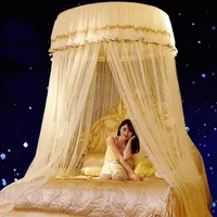 Romantisk myggnät Princess Insekt Net Hung Dome Bed Canopies Vuxna Netting spetsar runt mygggardiner för dubbelsäng264e