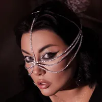 Haarklammern Barrettes Stonefans Rhineton mehrschichtige Kopfketten Luxus-Stirnbandkette für Frauen Kristall Quaste Schleier Gesichtsbedeckung Schmuck Schmuck