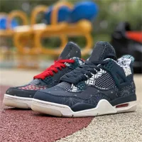 Black Cat Tour Yellow 4 4s Basketball Shoes Men Women Sneakers University Blue Cactus Jack Shimmer SP Pine Green Fire Red Metallic Purple US 5.5-13 with box