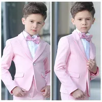 2020 Cheap Boy's Formal Wear Jacket Pants 2Pcs Set Pink Boys suits for weddings Kids Prom Wedding Suits for Boy Children263B