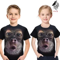 2-13Y Kids Summer Clothes Funny Monkey Chimpanzee 3D Digital Printing Boy Short Sleeve T-shirt for Girl Tops Tees Child Clothing Y259Z
