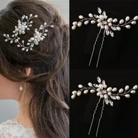 Femmes Pearl Hairpins Clips Tiaras Bands Bridesmaid Diamante Vine Barrettes Bijoux de mariage 35 cm Headswear 220719