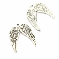 100pcs Lot Ancient Silver Alloy Angel Wings Heart Charms Anhänger für DIY -Schmuck Erstellen Ergebnisse 21x19mm237s