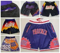 Phoenix''Suns''men Basketball Shorts Just Don Stitched Mitchell and Ness med Pocket Zipper Sweatpants Mesh Retro Sport Pants S-2xl Short