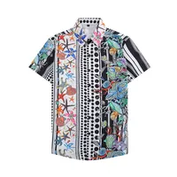 new summer Designer Shirts Men's Fashion pineapple print silk bowling shirt Casual Shirts for men luxury Short Sleeve Dress Shirt