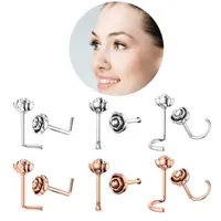 Nose Studs Piercing Nombril Ze Stali Nierdzewnej Róża Kwiat Nos Rings Bone Twist L-Shape Nariz Piercing Labret Lip Body Jewelry