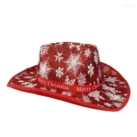 Berets Shinning Snowflake Pattern Decor Fedora Hats For Adult Thick Cowboy Casual HatsBerets